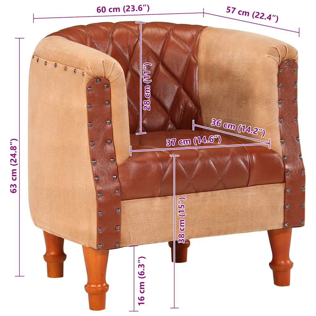 Sessel Echtleder Und Massivholz Mango