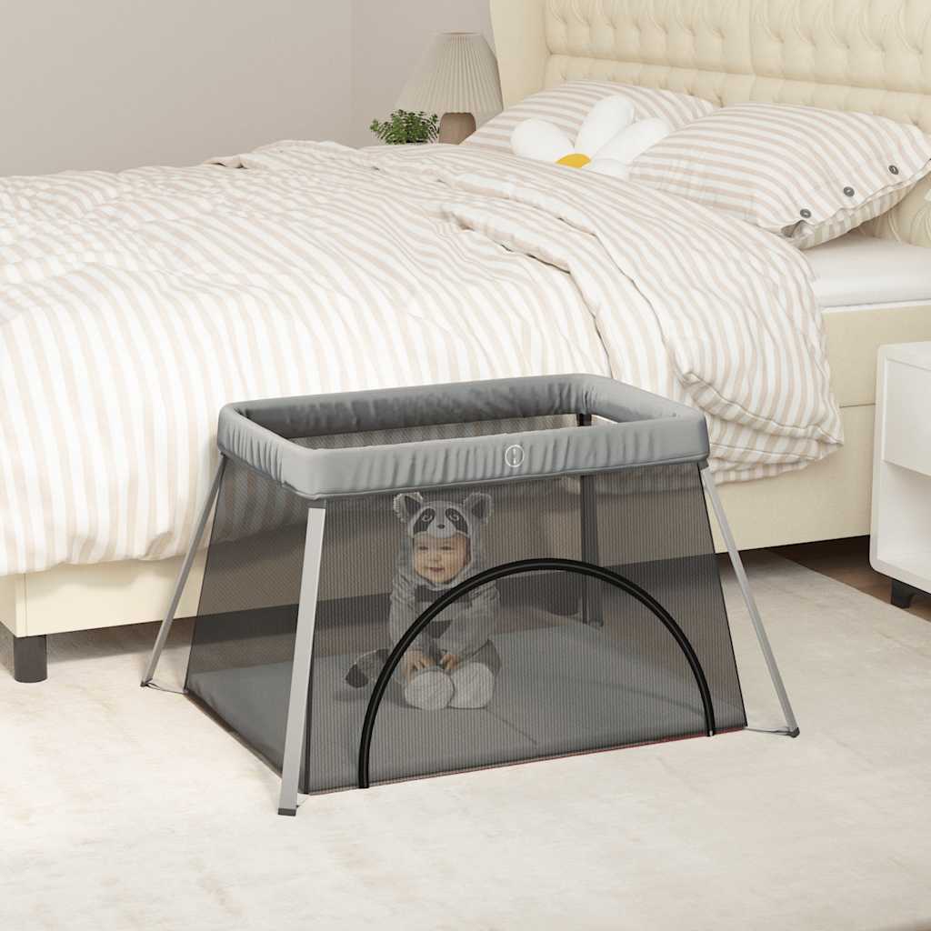 Baby-Laufstall Mit Matratze Leinenstoff