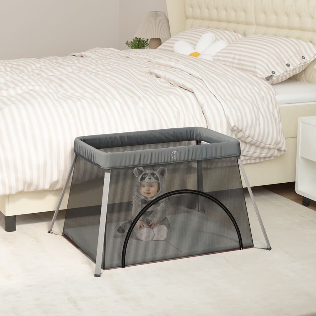 Baby-Laufstall Mit Matratze Leinenstoff
