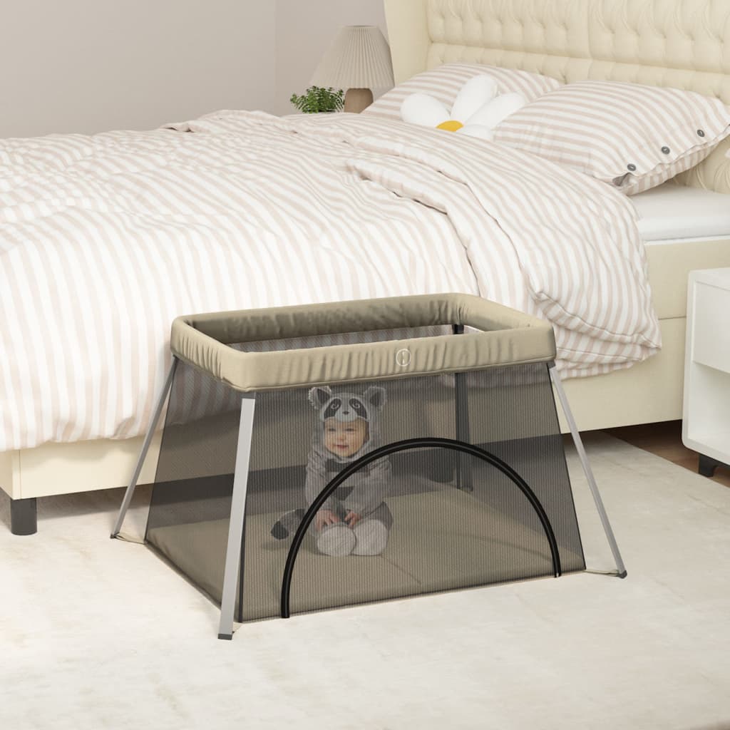 Baby-Laufstall Mit Matratze Leinenstoff
