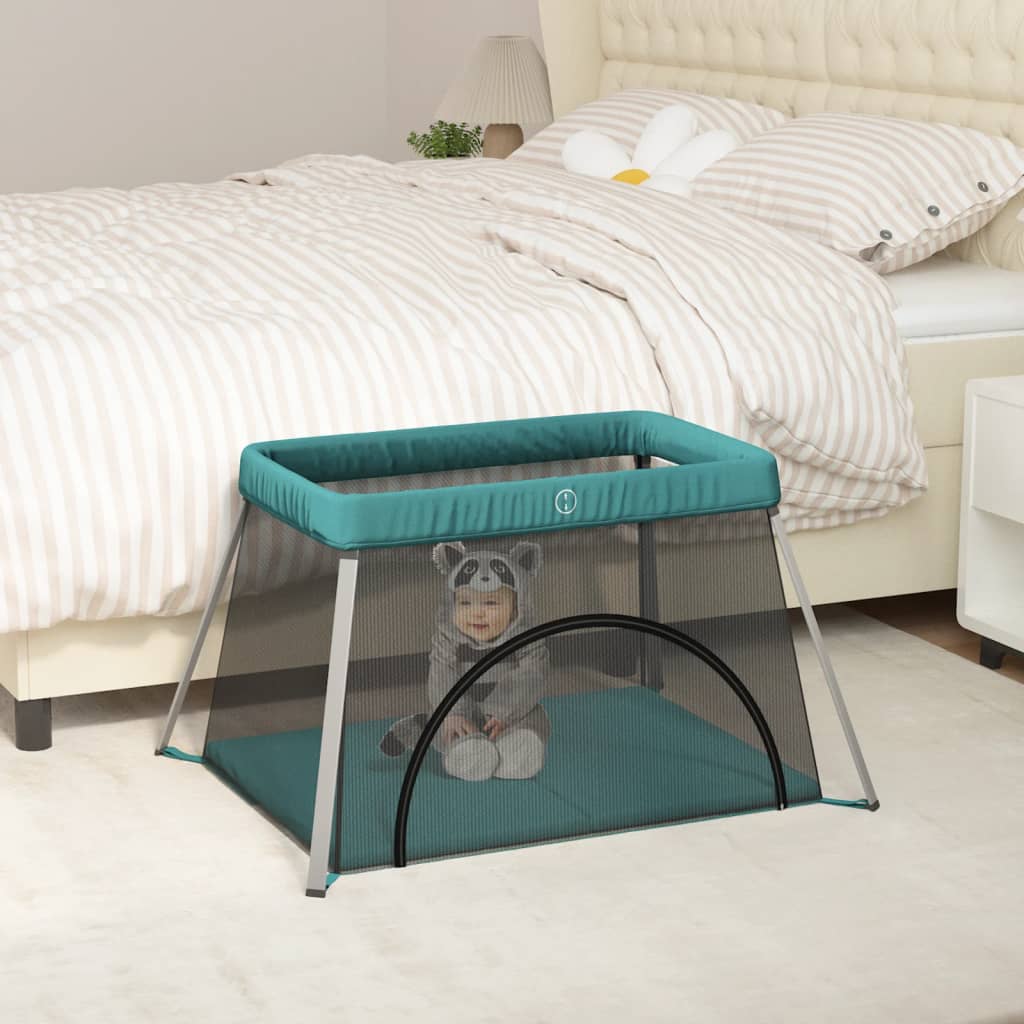 Baby-Laufstall Mit Matratze Leinenstoff