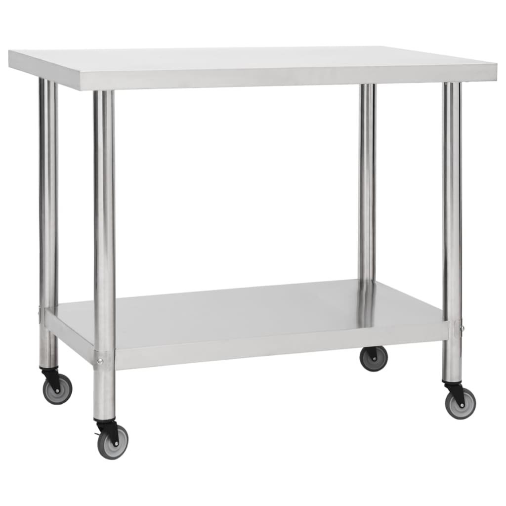 Küchen-Arbeitstisch Mit Rollen Edelstahl