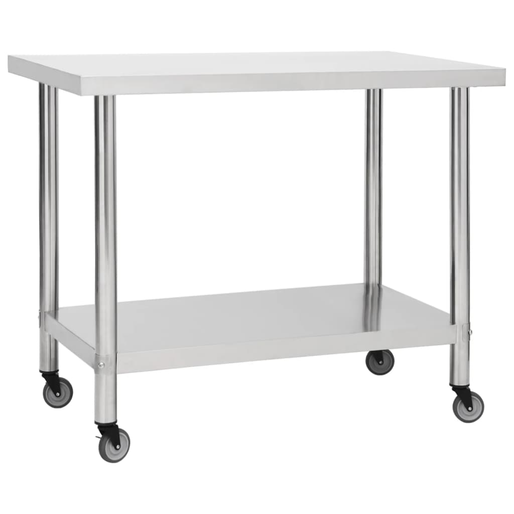 Küchen-Arbeitstisch Mit Rollen Edelstahl