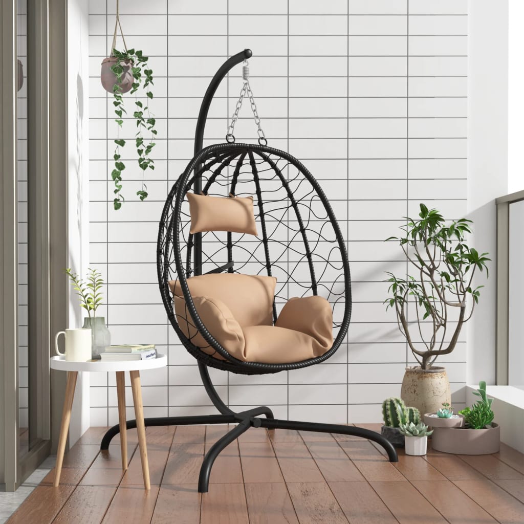 Hängesessel Ei Mit Kissen Poly Rattan & Stahl