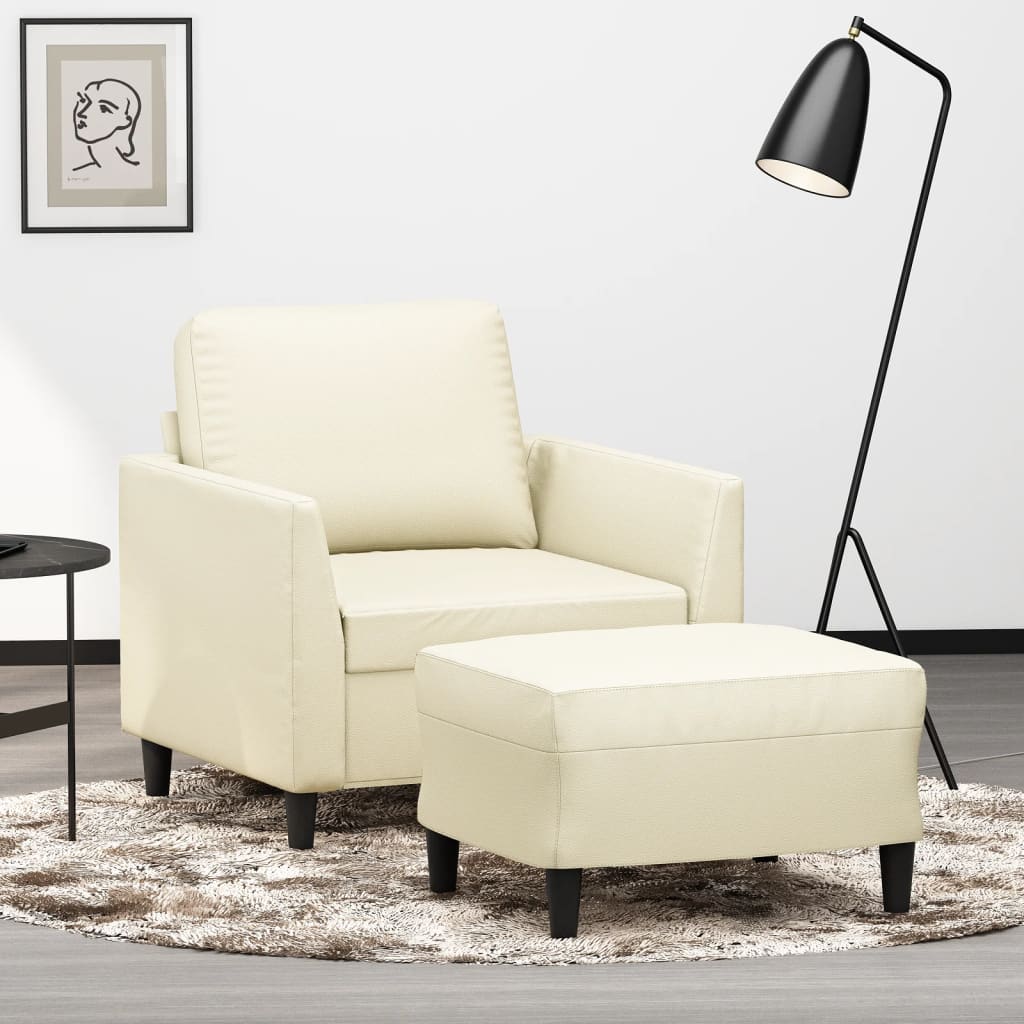 Sessel Mit Hocker 60 Cm Kunstleder