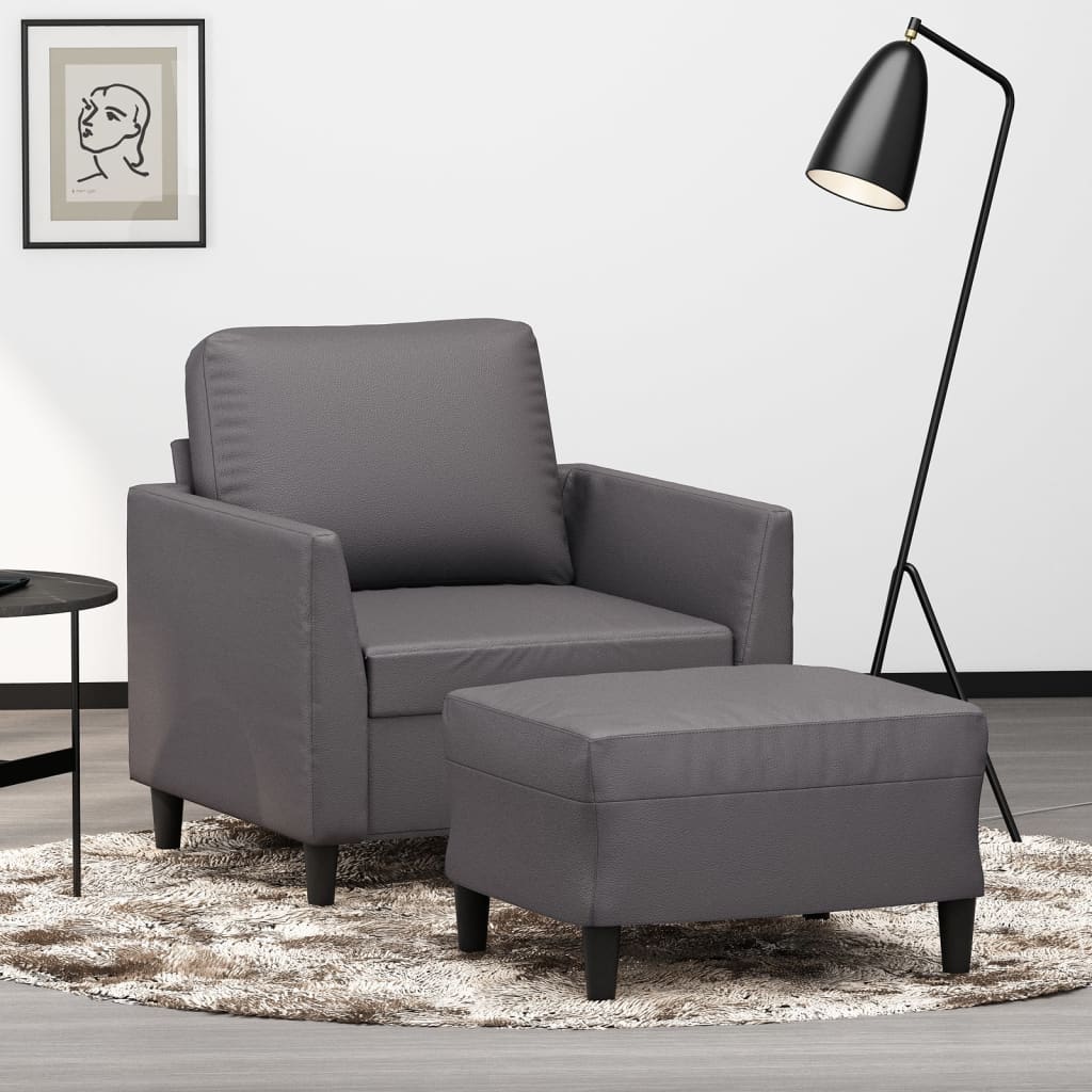 Sessel Mit Hocker 60 Cm Kunstleder