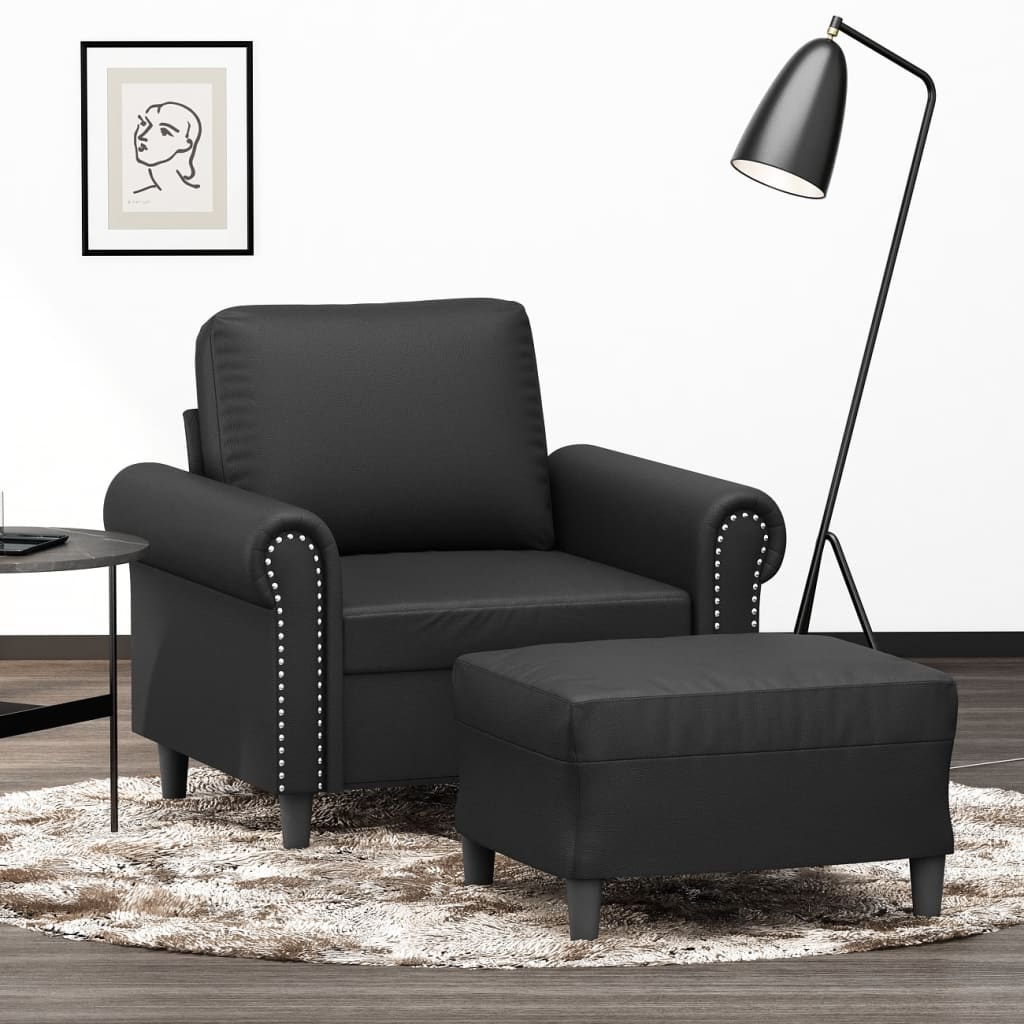 Sessel Mit Hocker 60 Cm Kunstleder