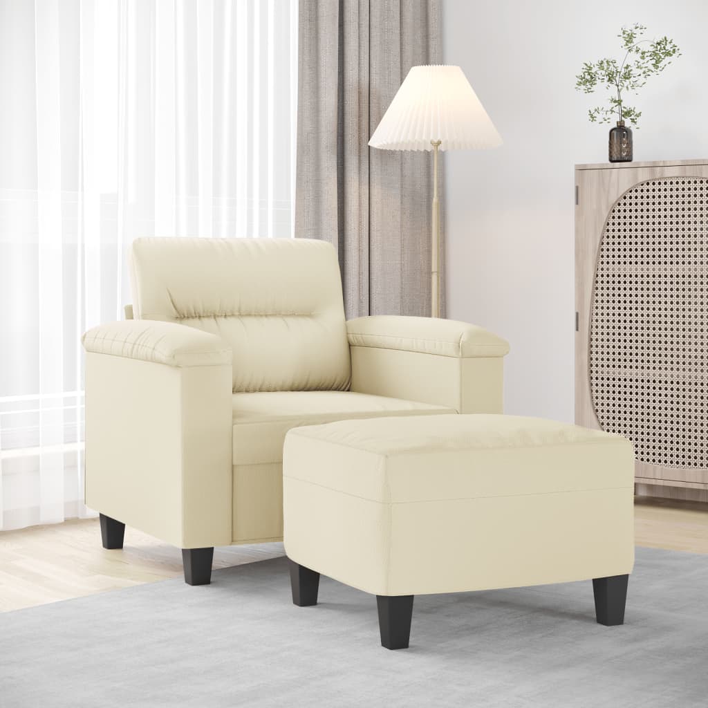 Sessel Mit Hocker -Braun 60 Cm Kunstleder