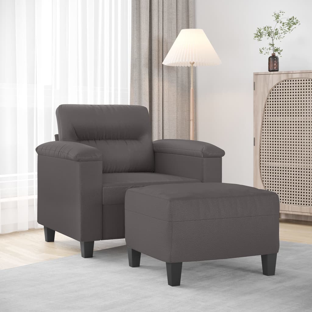 Sessel Mit Hocker -Braun 60 Cm Kunstleder