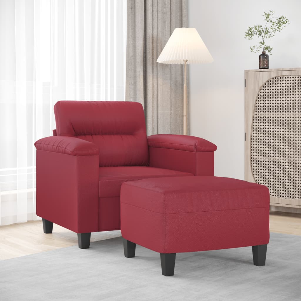 Sessel Mit Hocker -Braun 60 Cm Kunstleder