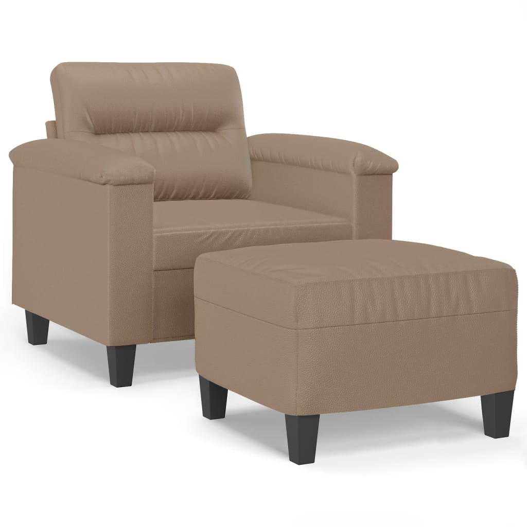 Sessel Mit Hocker -Braun 60 Cm Kunstleder