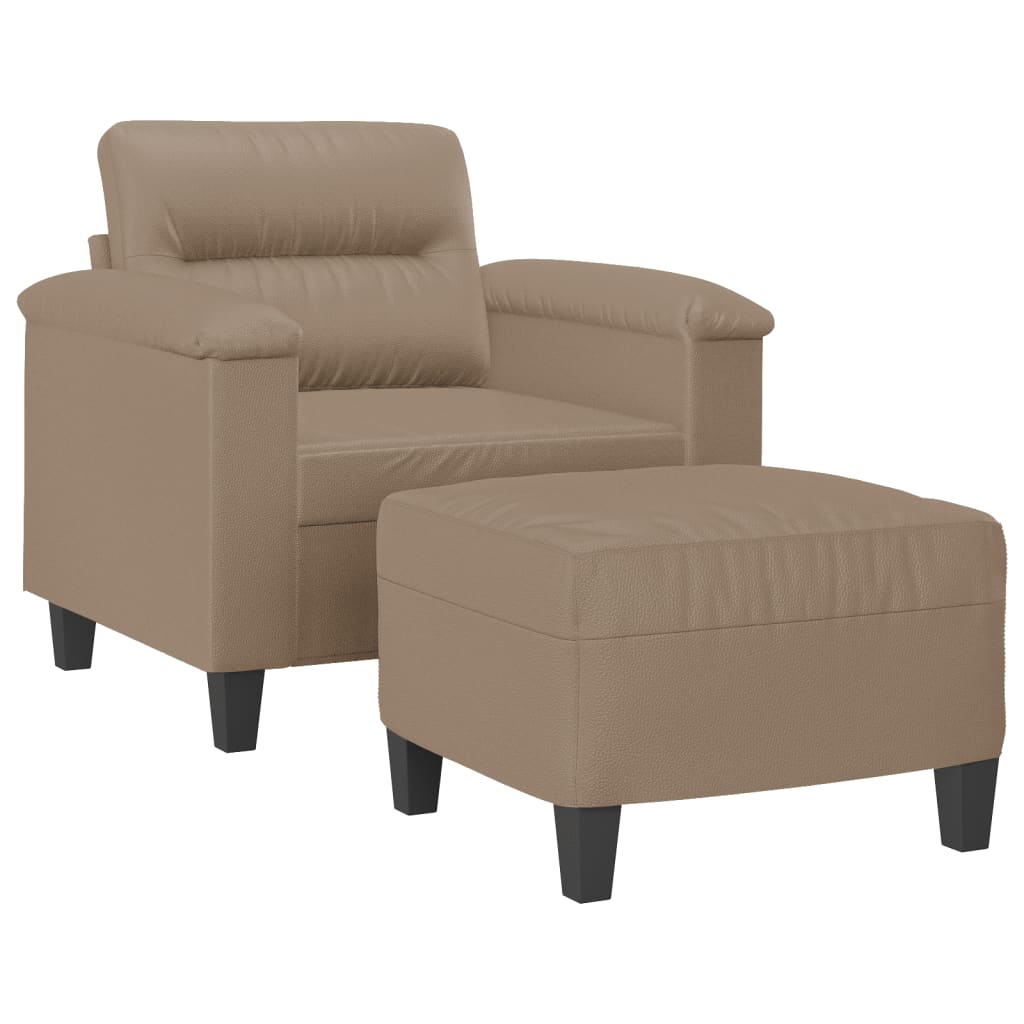 Sessel Mit Hocker -Braun 60 Cm Kunstleder