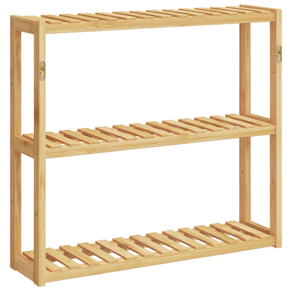 Badregal Mit 3 Ablagen Wandmontage 60X15X54 Cm Bambus Grün Und Weiß