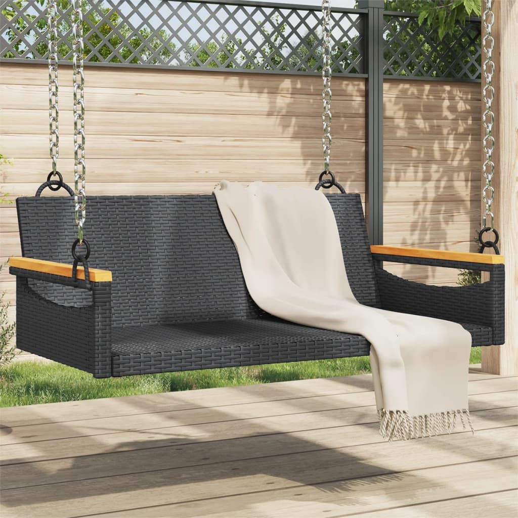 Hängesessel Poly Rattan Schwarz