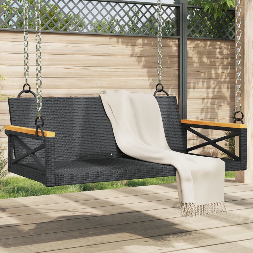 Hängesessel Poly Rattan Schwarz