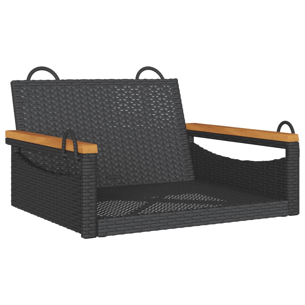 Hängesessel Poly Rattan Schwarz