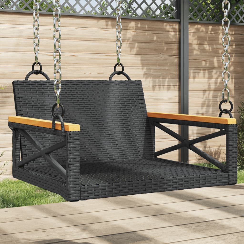 Hängesessel Poly Rattan Schwarz