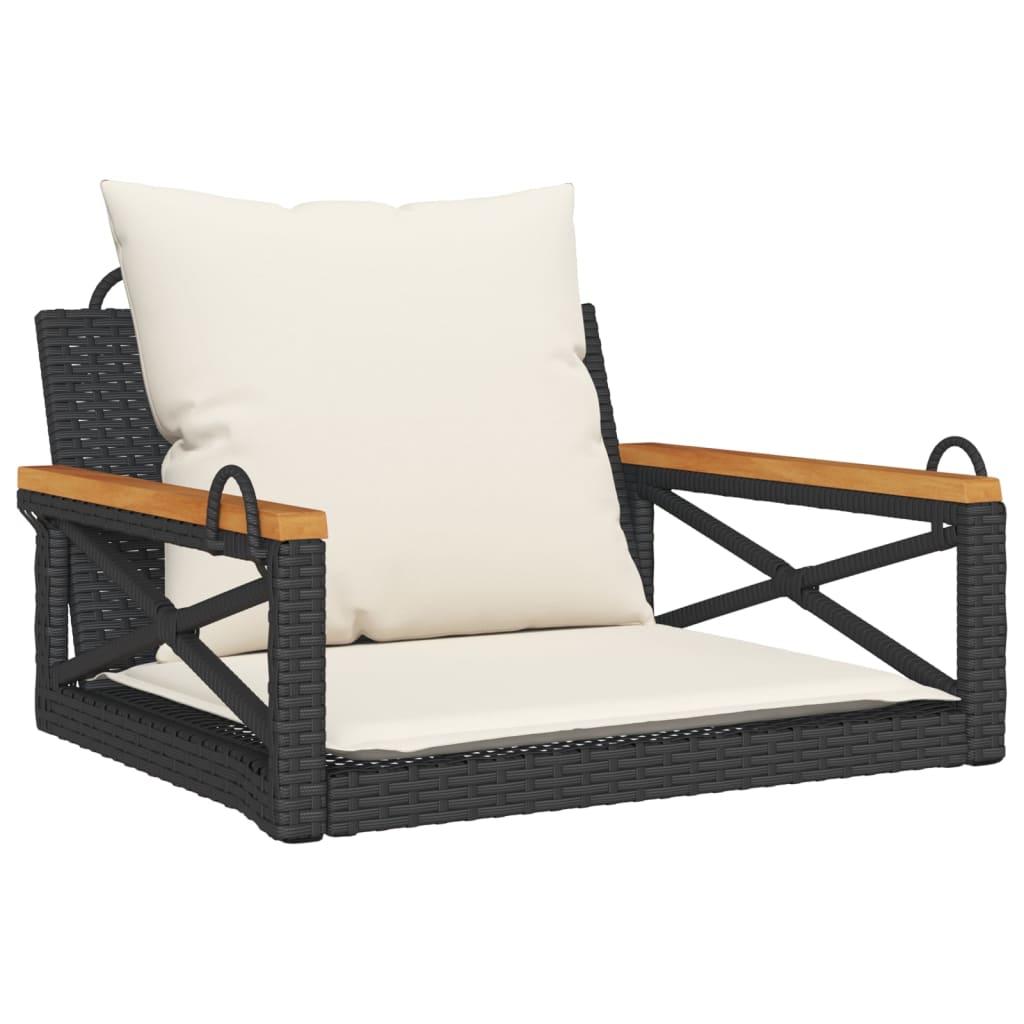 Hängesessel Mit Kissen Schwarz Poly Rattan Schwarz Und Creme