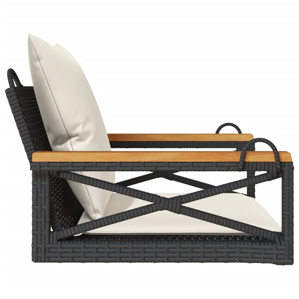 Hängesessel Mit Kissen Schwarz Poly Rattan Schwarz Und Creme