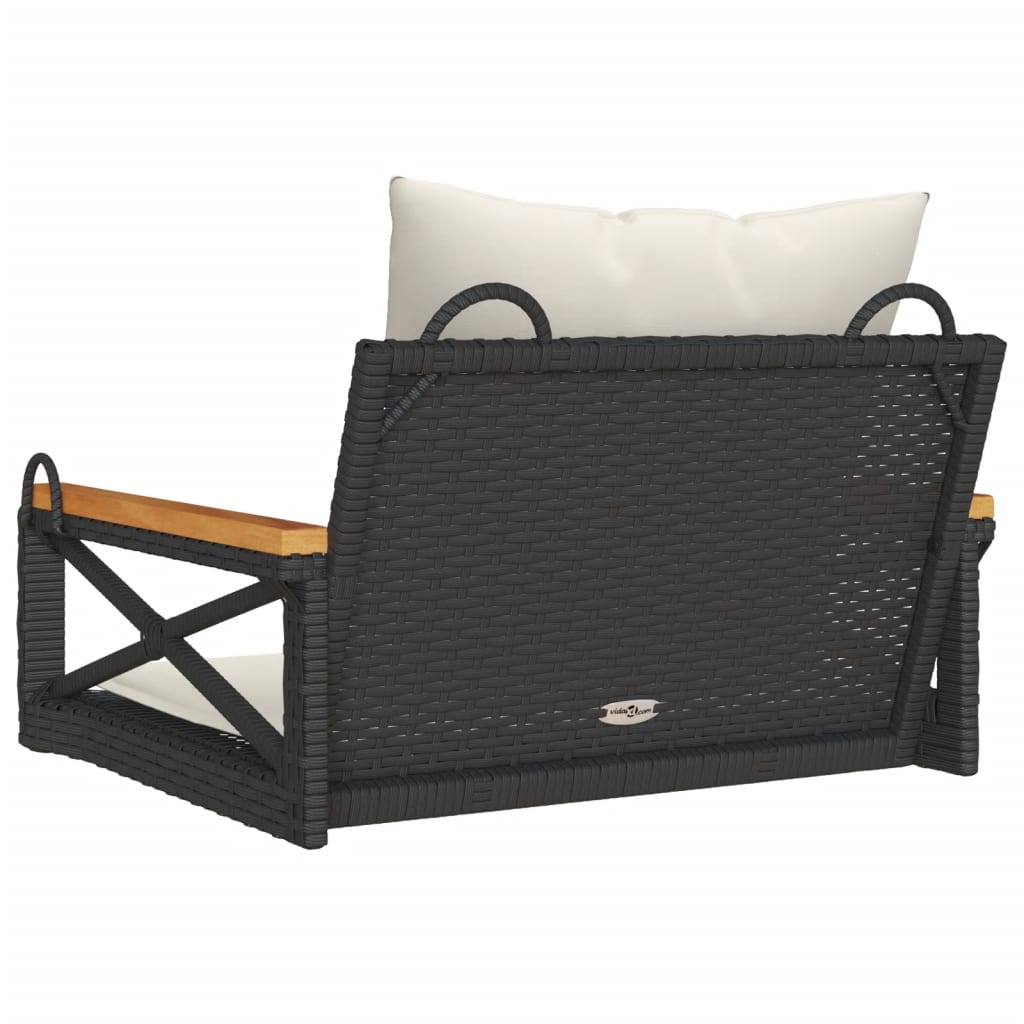 Hängesessel Mit Kissen Schwarz Poly Rattan Schwarz Und Creme