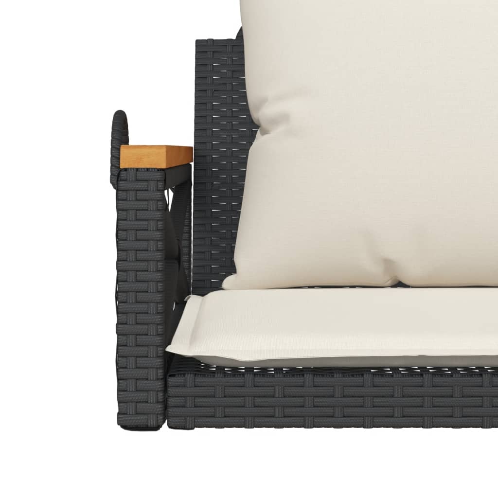 Hängesessel Mit Kissen Schwarz Poly Rattan Schwarz Und Creme