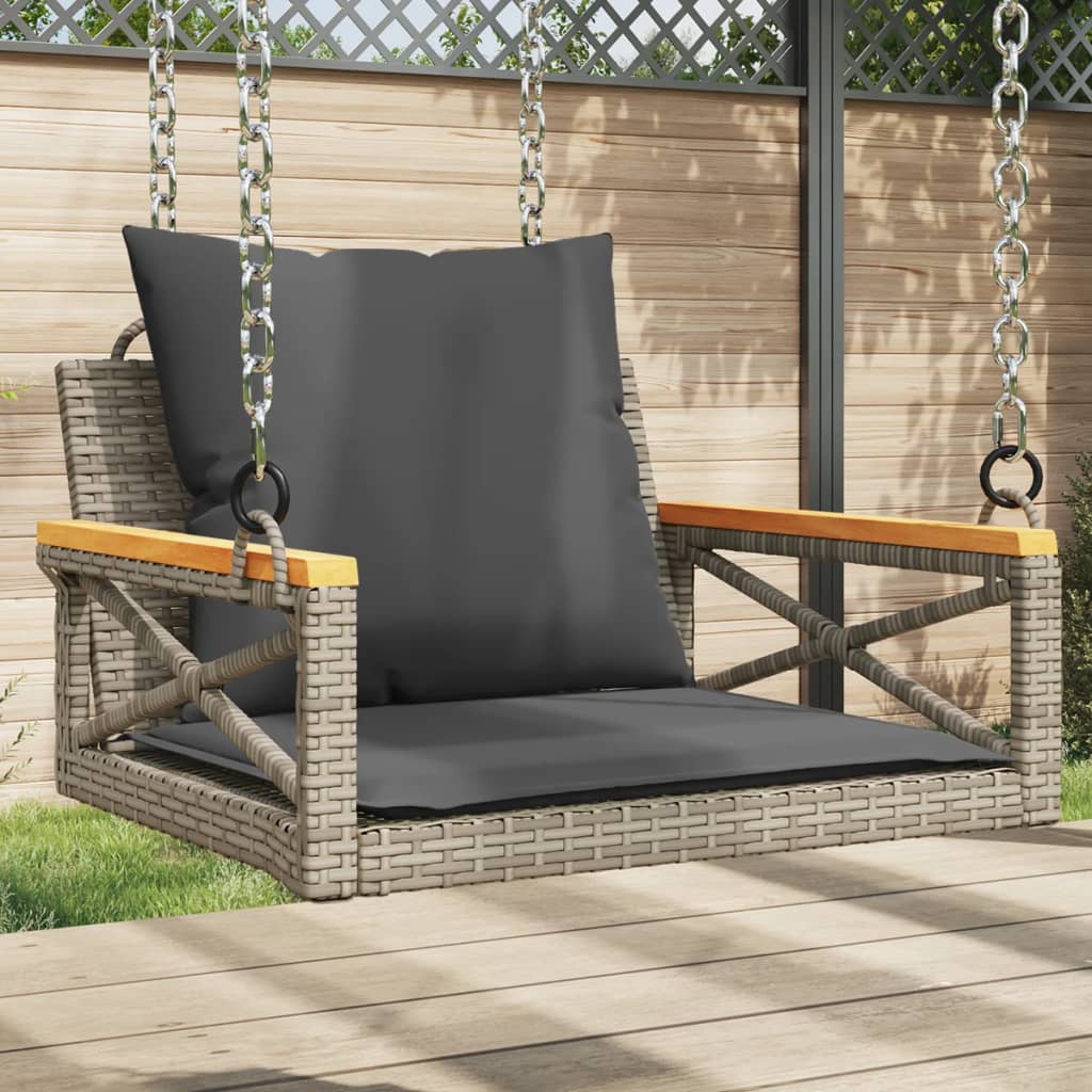 Hängesessel Mit Kissen Grau Poly Rattan Grau Und Dunkelgrau
