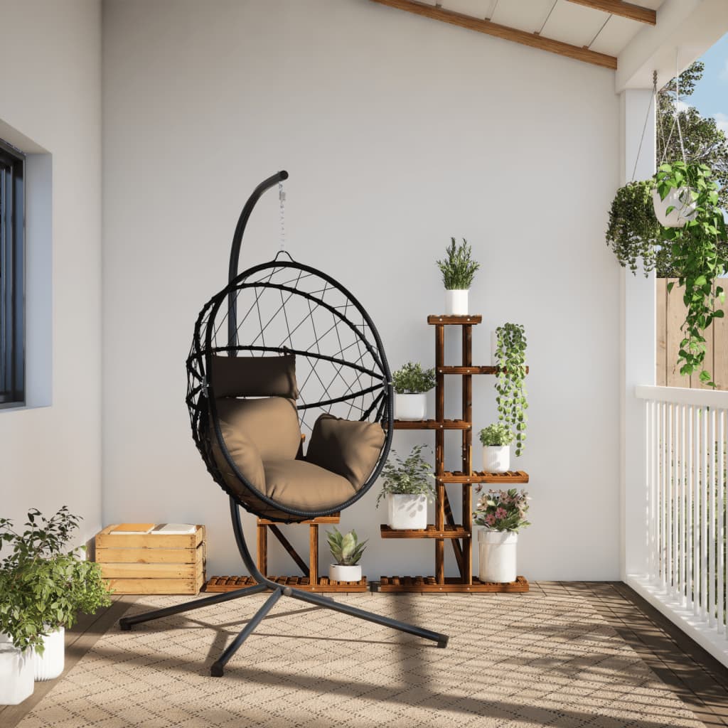 Hängesessel Ei-Design Mit Ständer Rattan Und Stahl