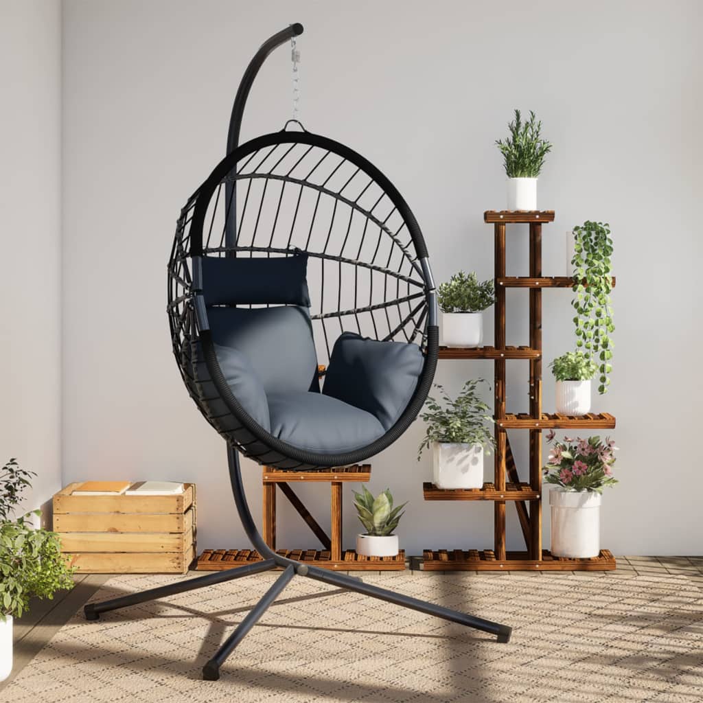 Hängesessel Ei-Design Mit Ständer Rattan Und Stahl