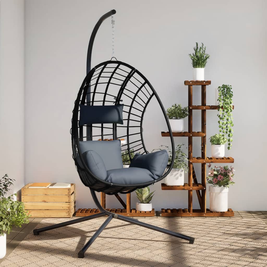 Hängesessel Ei-Design Mit Ständer Rattan Und Stahl