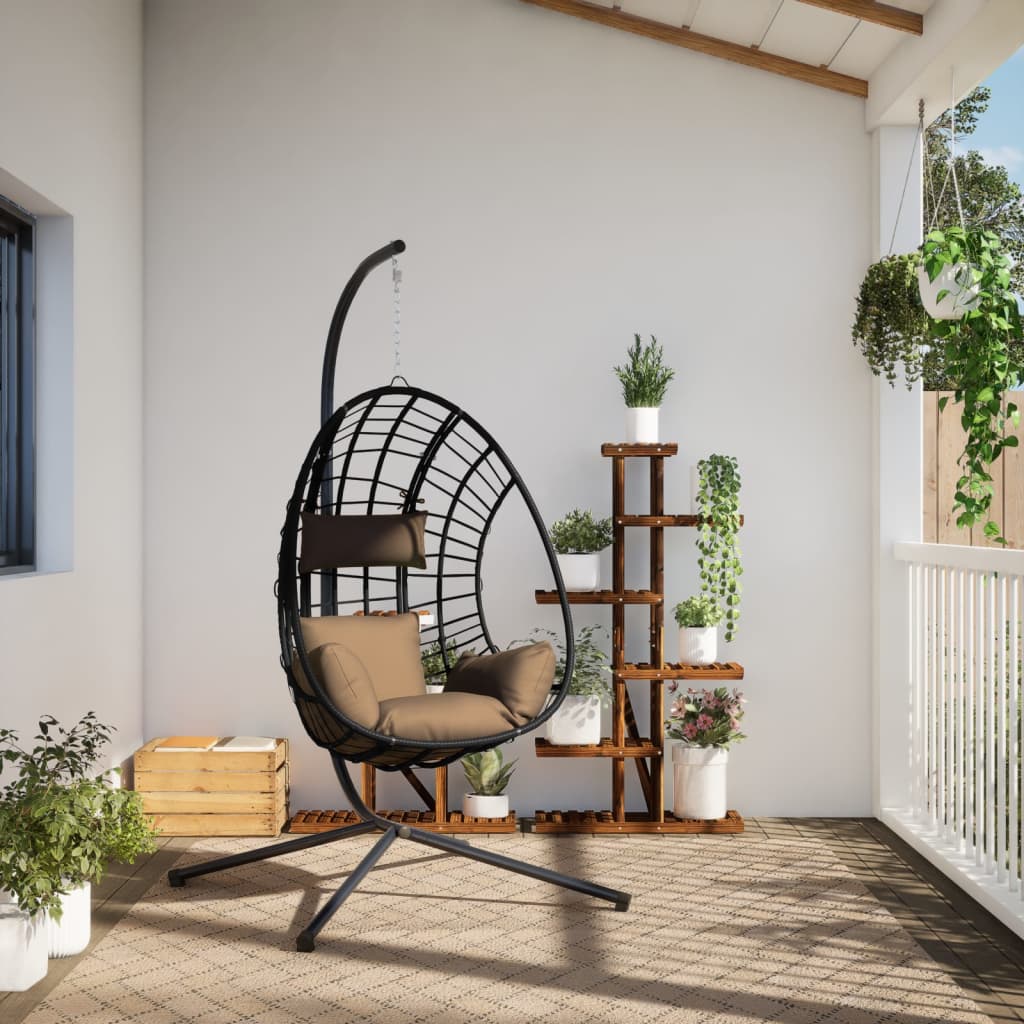 Hängesessel Ei-Design Mit Ständer Rattan Und Stahl