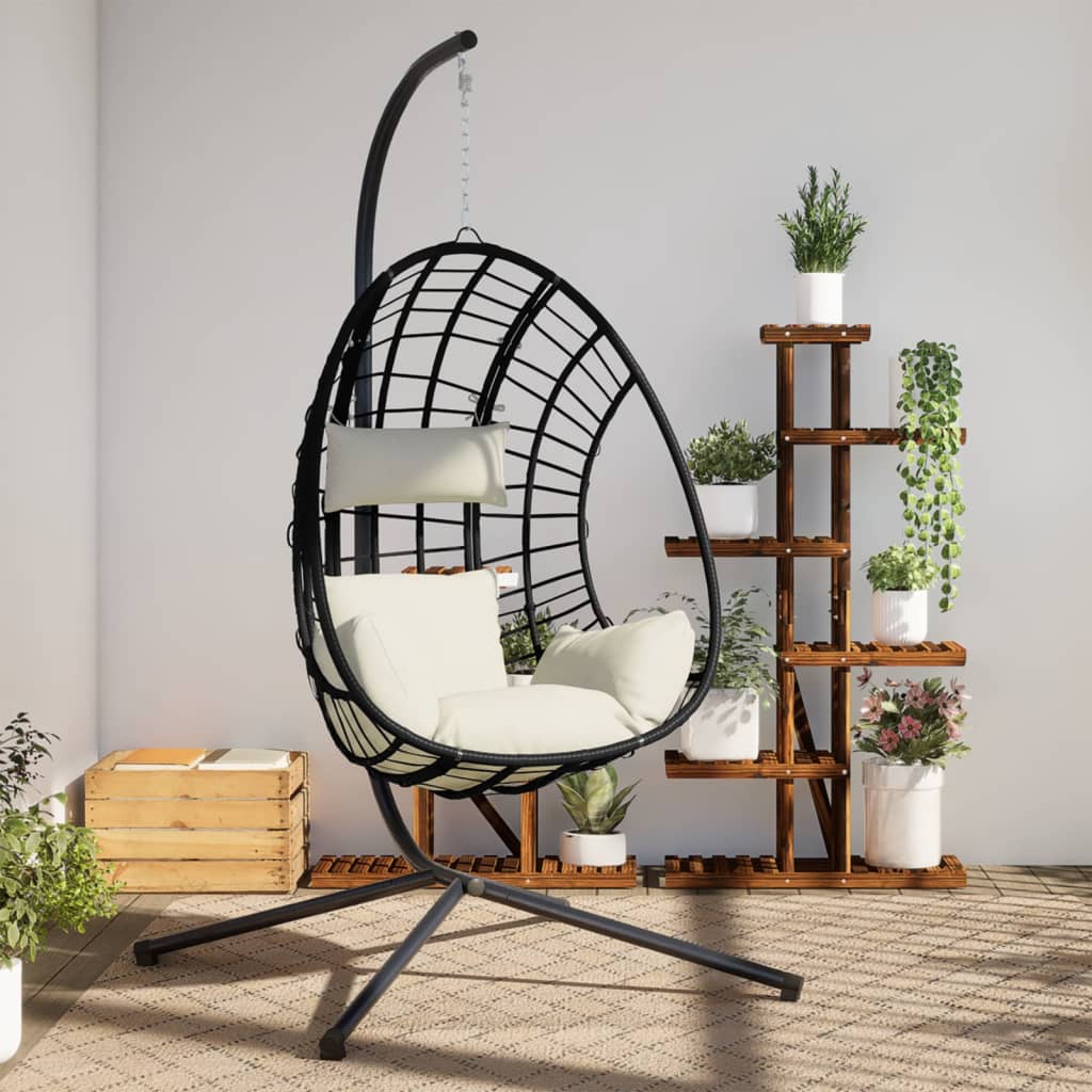 Hängesessel Ei-Design Mit Ständer Rattan Und Stahl