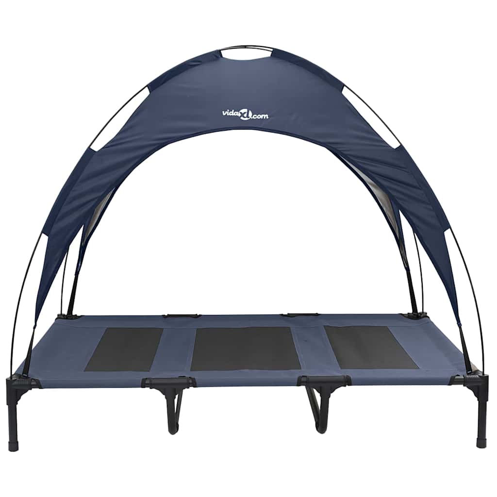 Erhöhtes Hundebett Mit Abnehmbarem Dach Marine Blau Xl Stahl