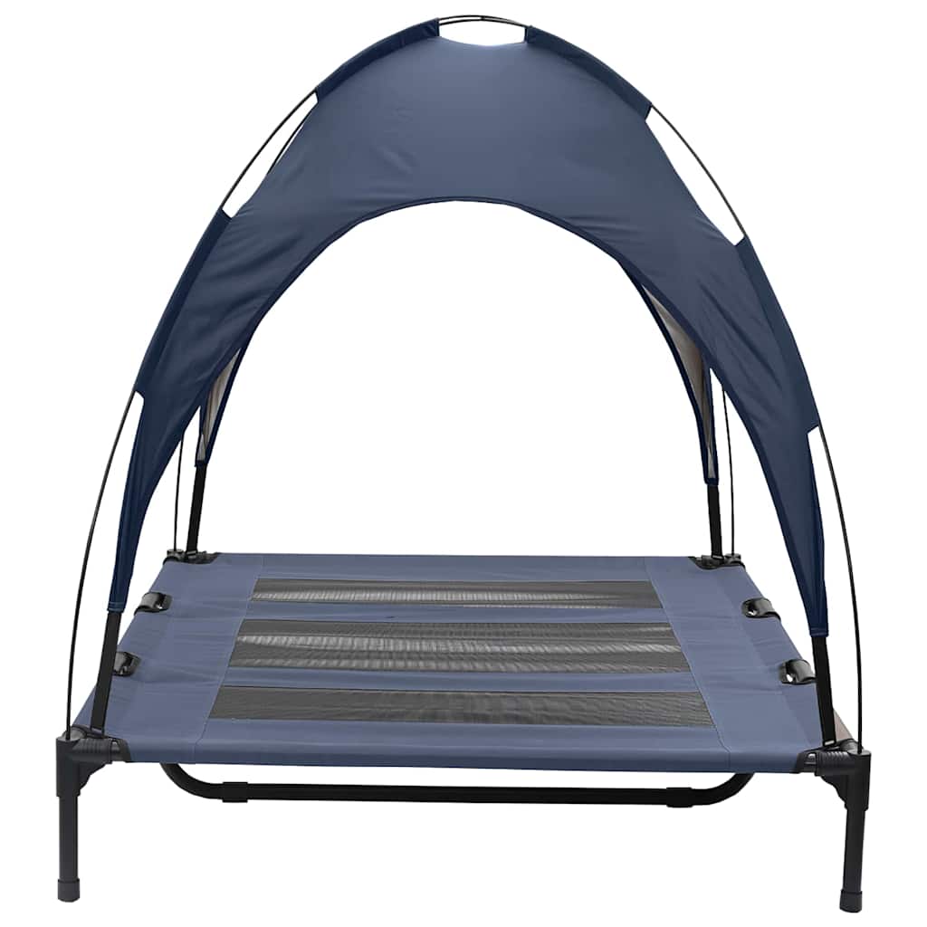 Erhöhtes Hundebett Mit Abnehmbarem Dach Marine Blau Xl Stahl