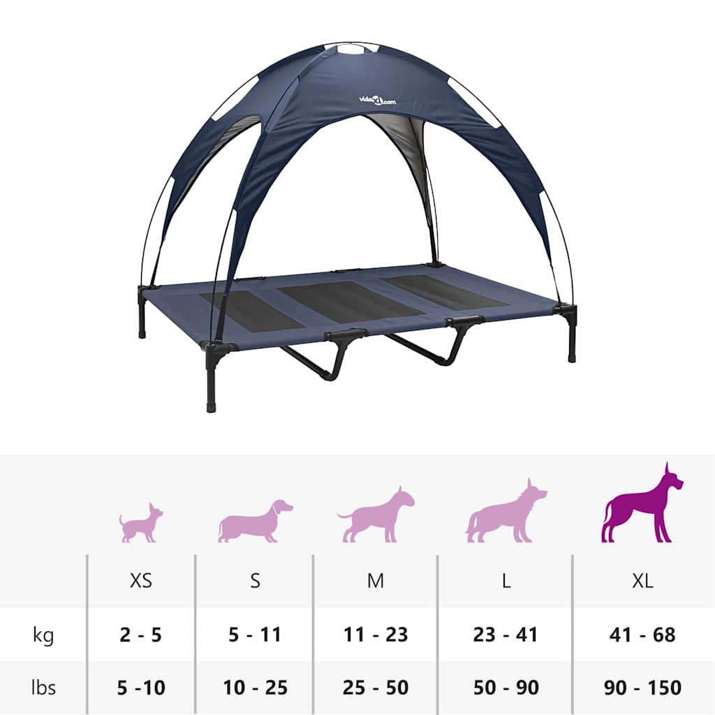Erhöhtes Hundebett Mit Abnehmbarem Dach Marine Blau Xl Stahl