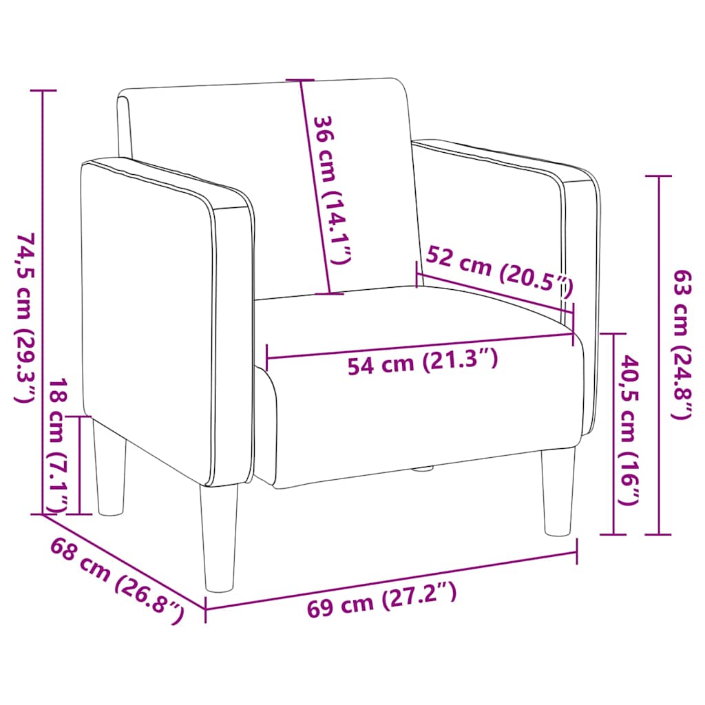 Sessel Mit Armlehnen 54 Cm Cordstoff