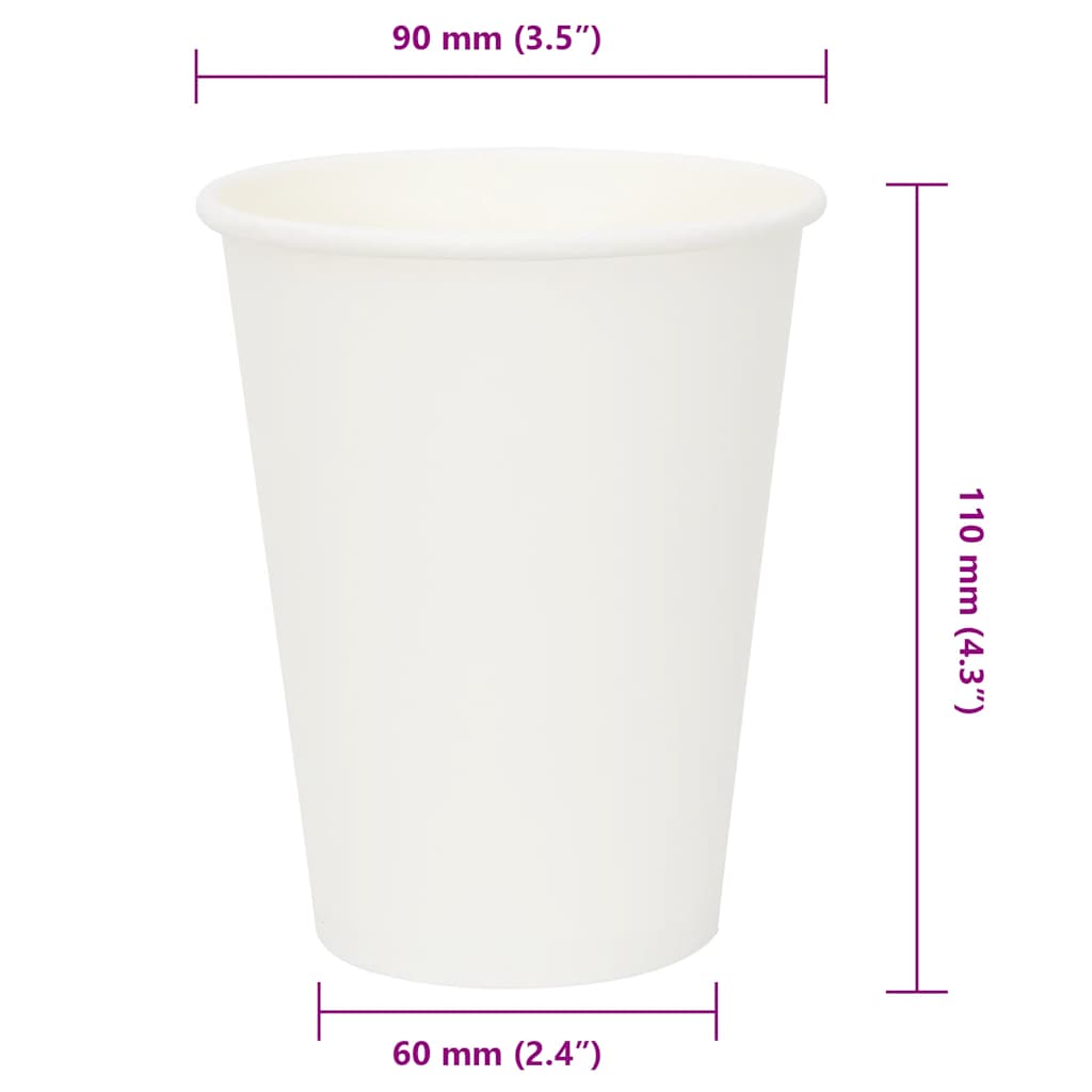 Pappbecher 1000 Stk. 12Oz 300Ml Weiß