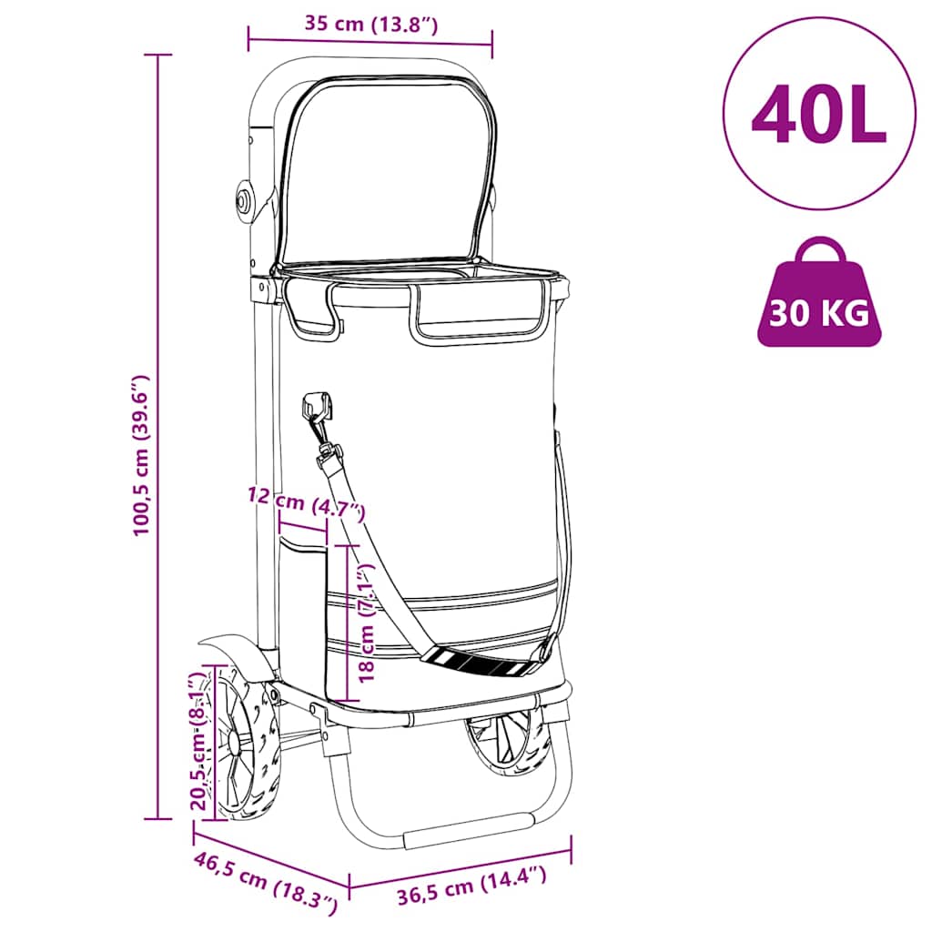 Einkaufstrolley Mit Rädern Und Verstellbarem Griff 40 L