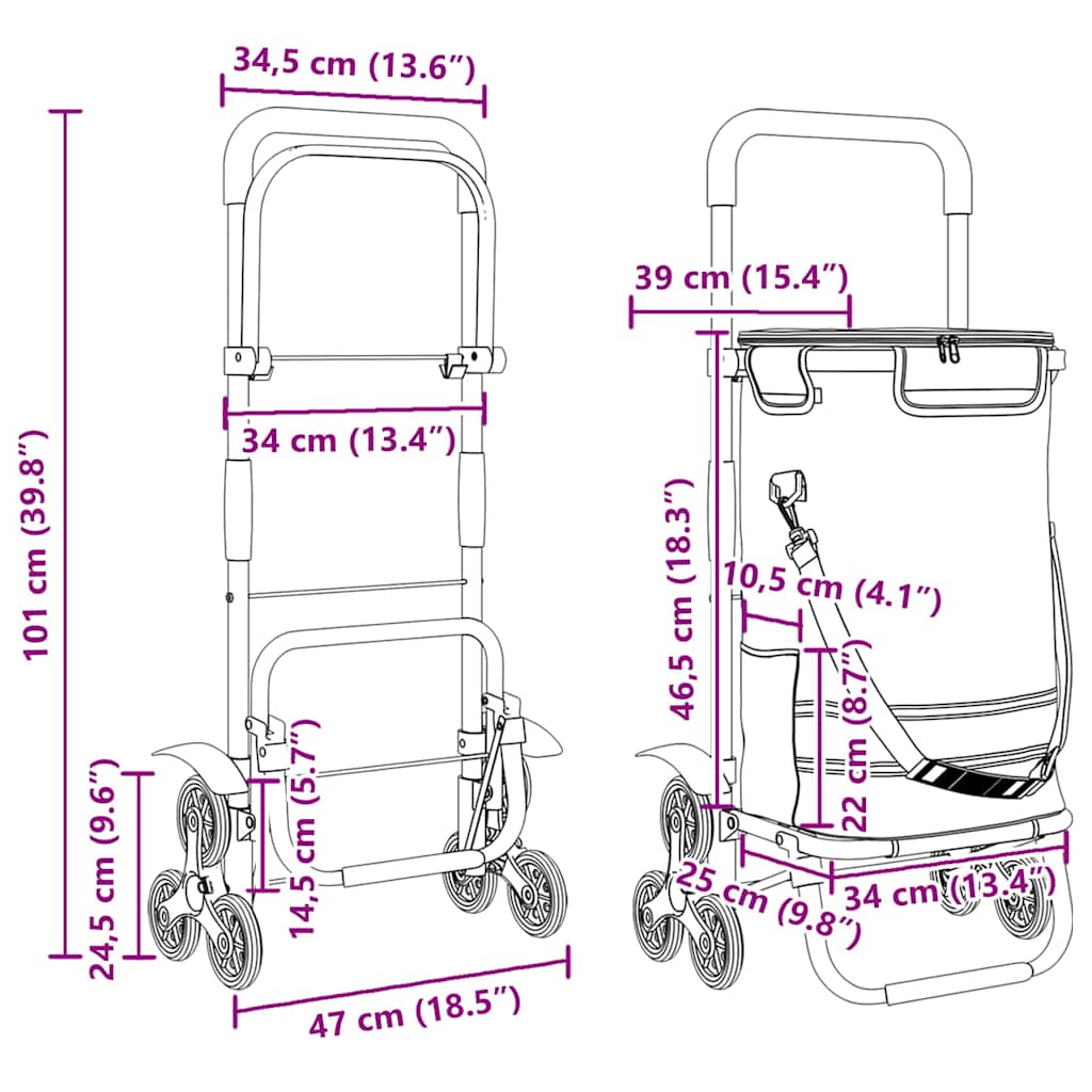 Einkaufstrolley Mit Treppensteiger 40 L