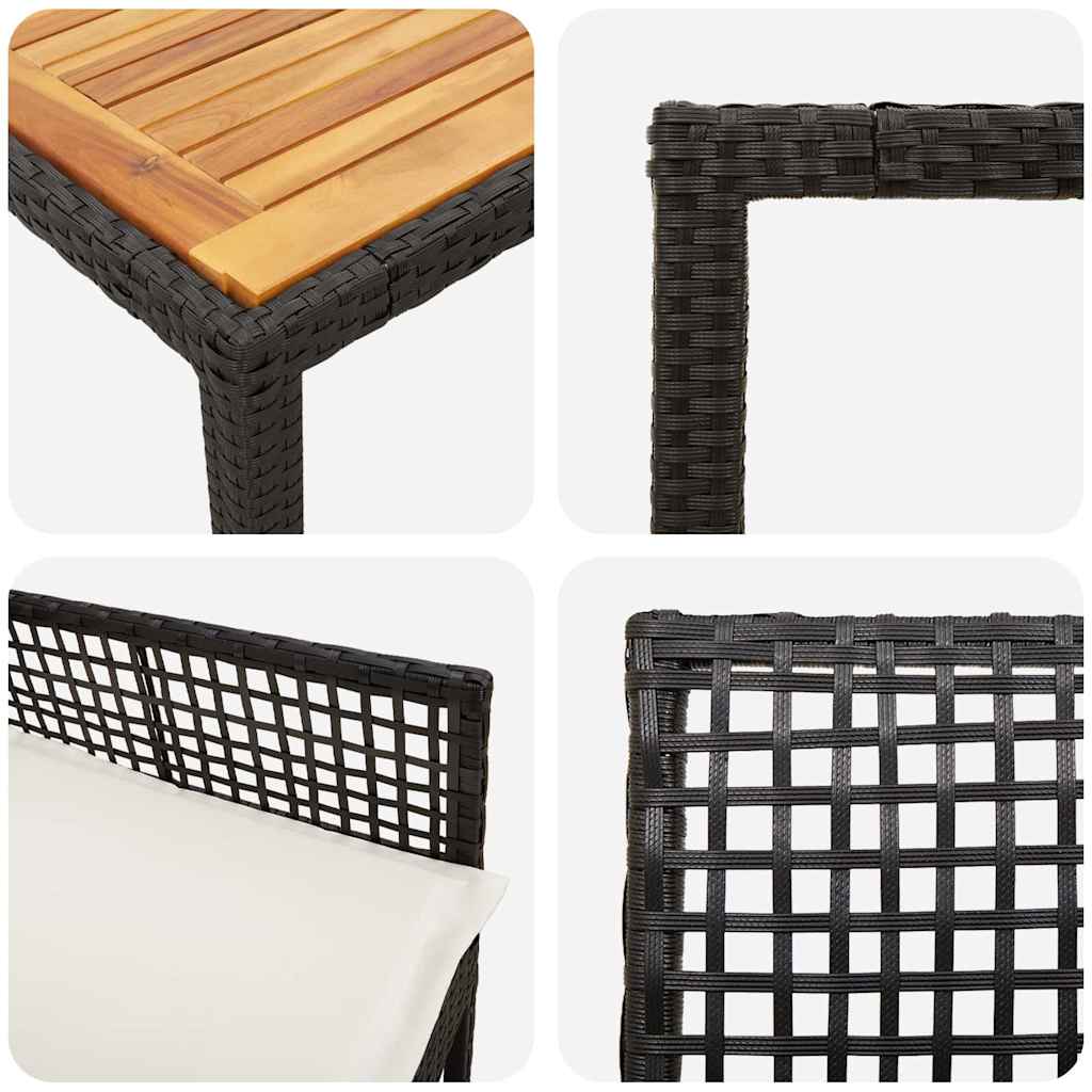 Essplatz Set Mit 3 Teilen Schwarz Holz Langlebig Patio-Möbel