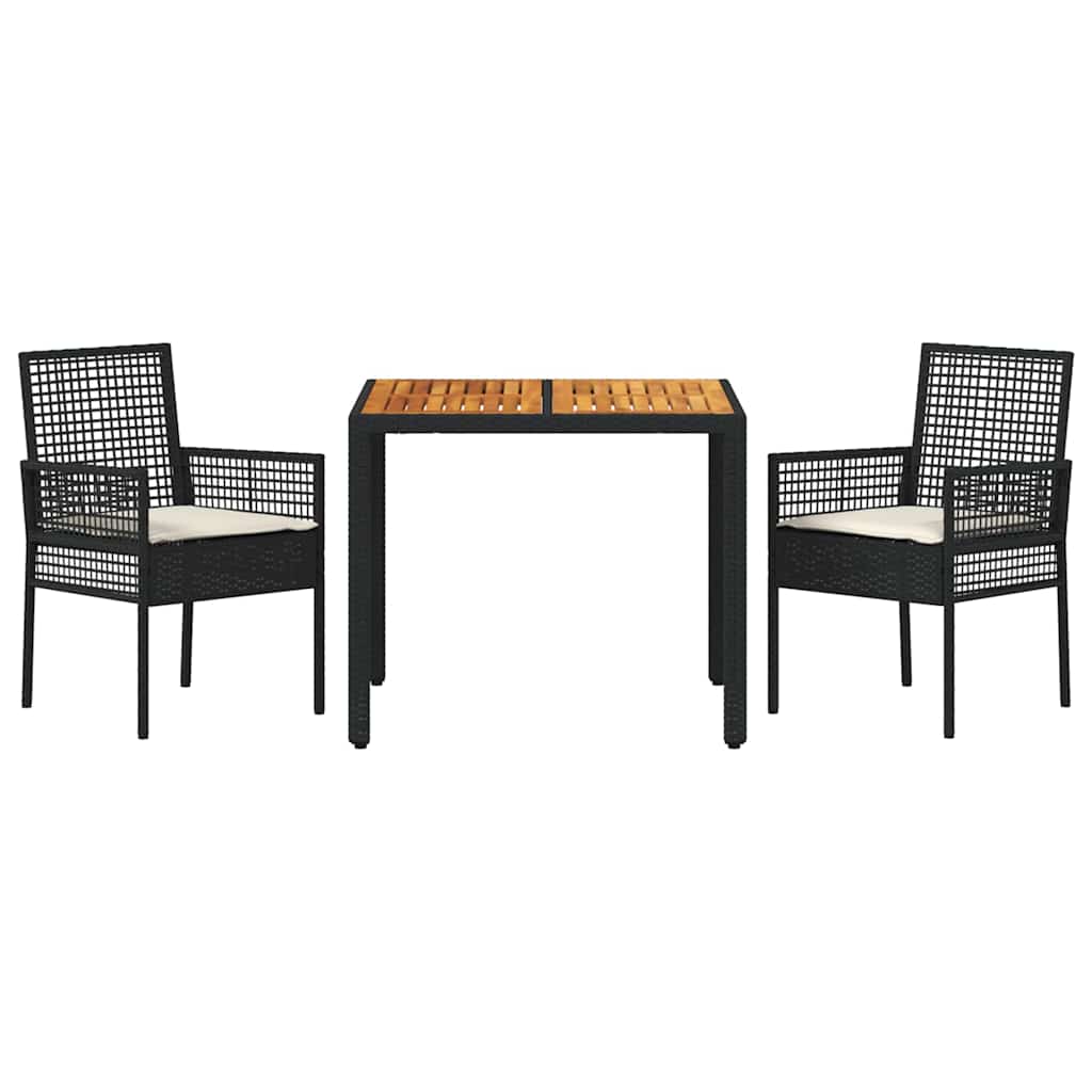 Essplatz Set Mit 3 Teilen Schwarz Holz Langlebig Patio-Möbel