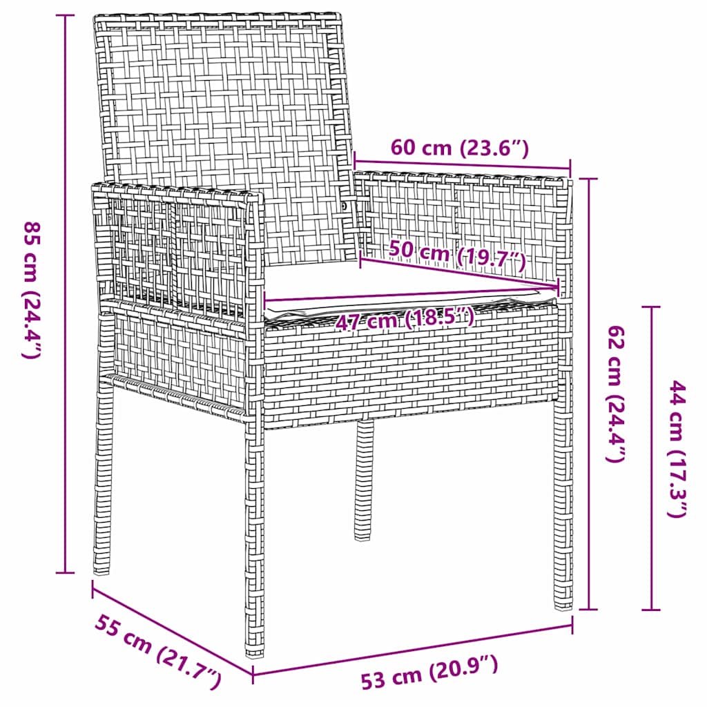 Essplatz Set Mit 3 Teilen Schwarz Holz Langlebig Patio-Möbel
