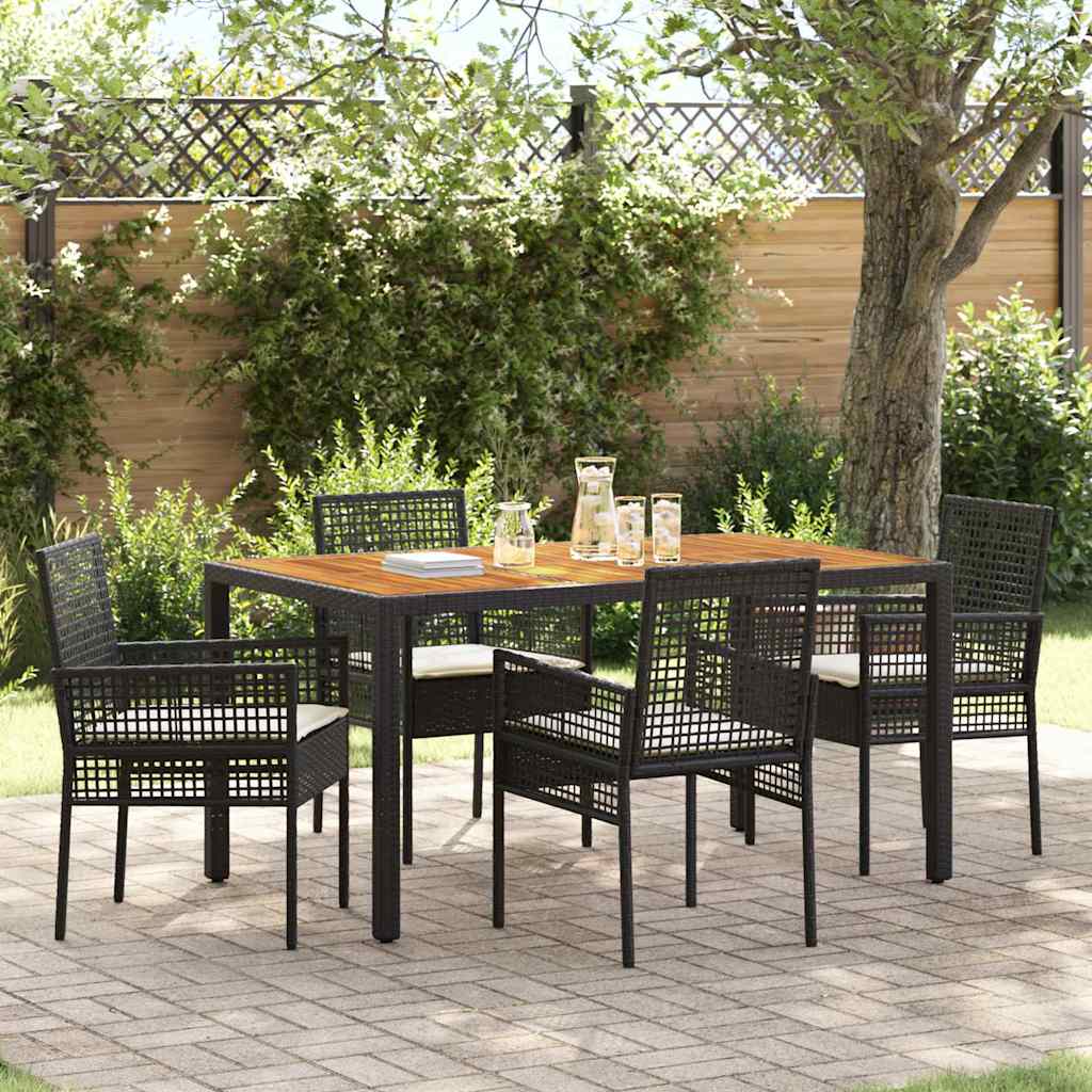 Essplatz Set Mit 3 Teilen Schwarz Holz Langlebig Patio-Möbel