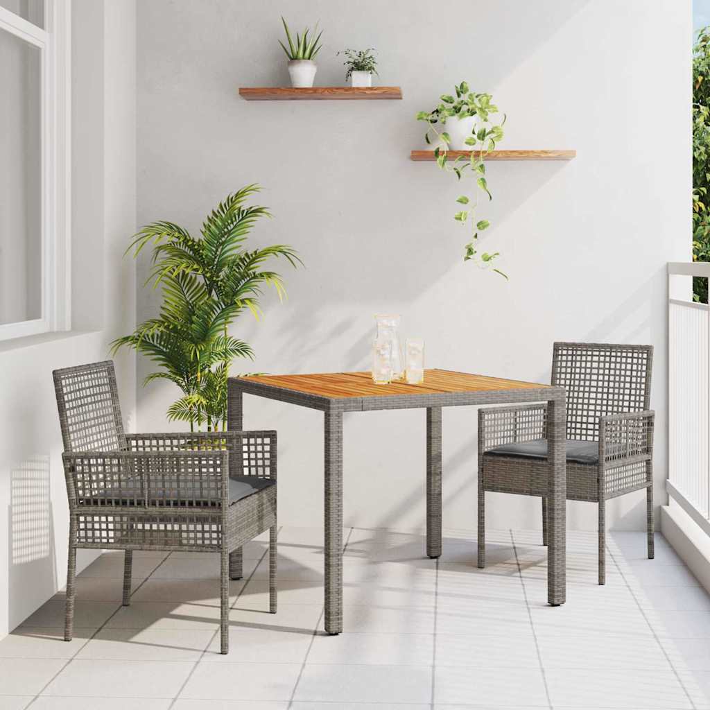 Essplatz Set Mit 3 Teilen Schwarz Holz Langlebig Patio-Möbel