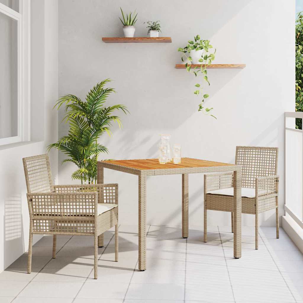 Essplatz Set Mit 3 Teilen Schwarz Holz Langlebig Patio-Möbel