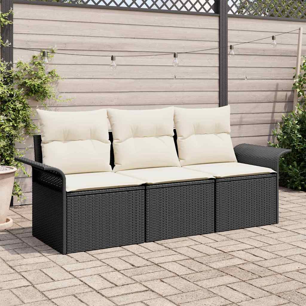 3-Teilige Garten Sofa Set Mit Kissen Poly Rattan