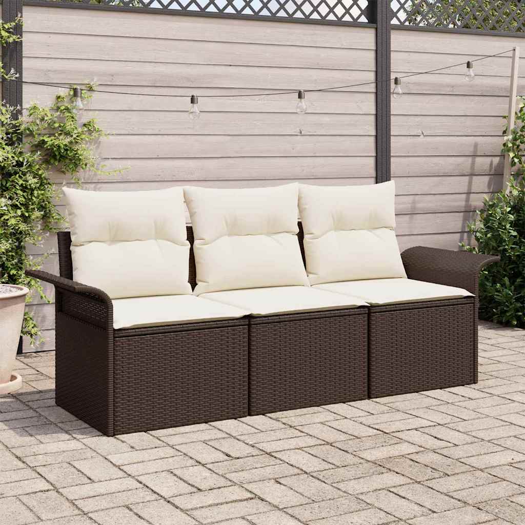 3-Teilige Garten Sofa Set Mit Kissen Poly Rattan
