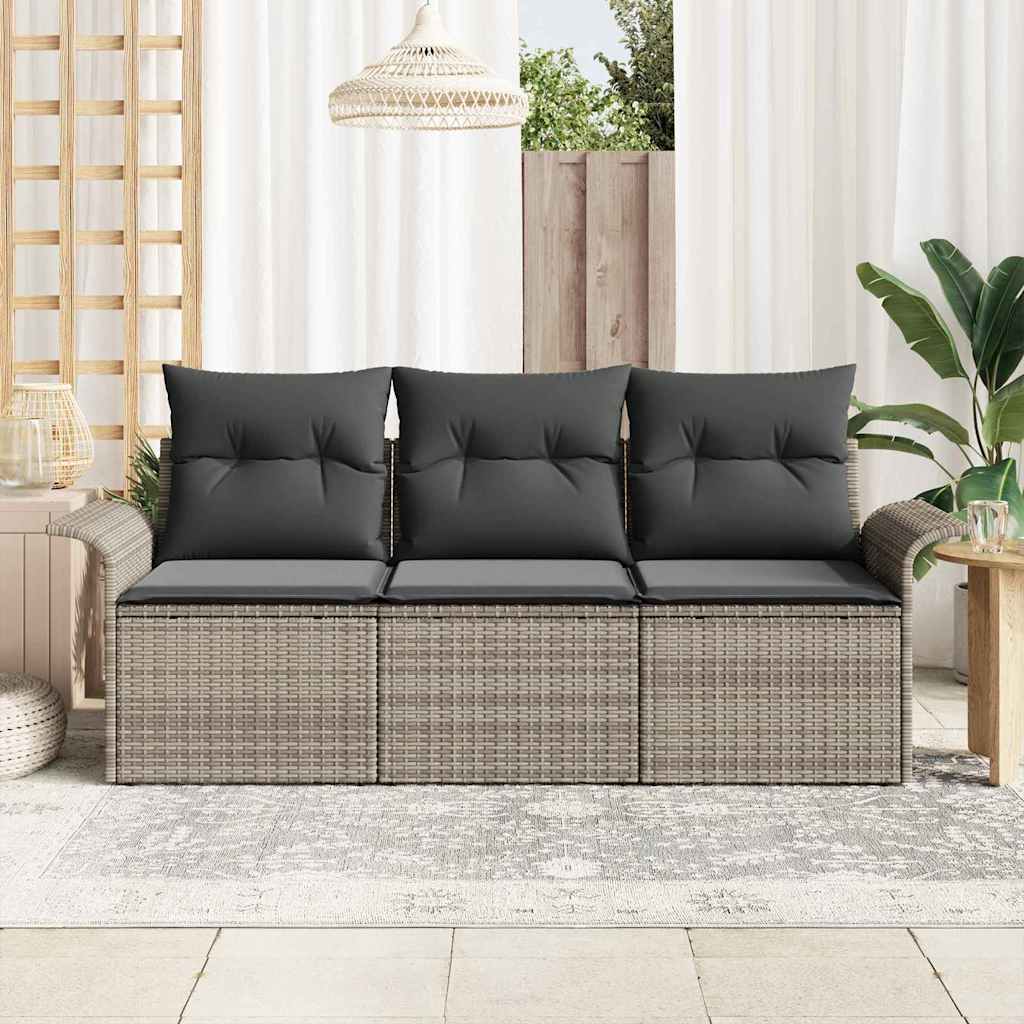 3-Teilige Garten Sofa Set Mit Kissen Poly Rattan