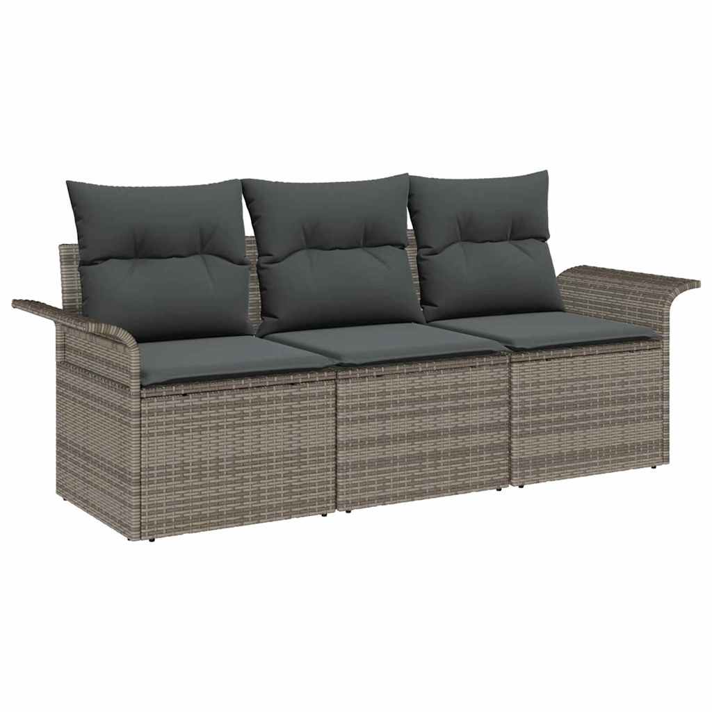 3-Teilige Garten Sofa Set Mit Kissen Poly Rattan