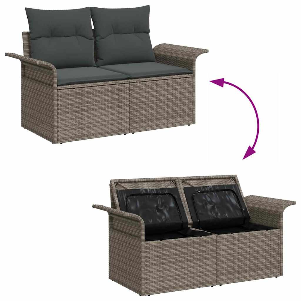 3-Teilige Garten Sofa Set Mit Kissen Poly Rattan