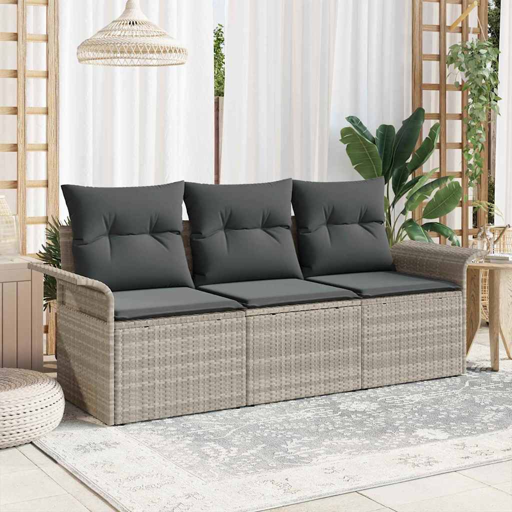 3-Teilige Garten Sofa Set Mit Kissen Poly Rattan